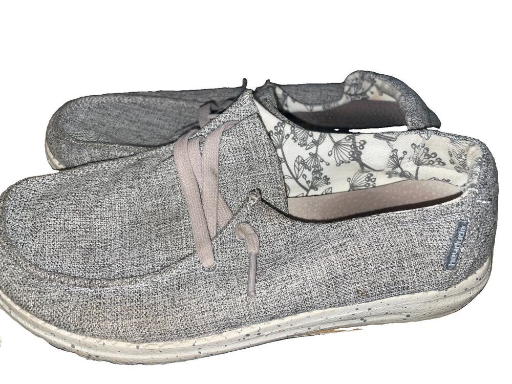 Hey Dude Wendy L Linen Iron Gray Slip On Loafers Shoes - Womens Size 5